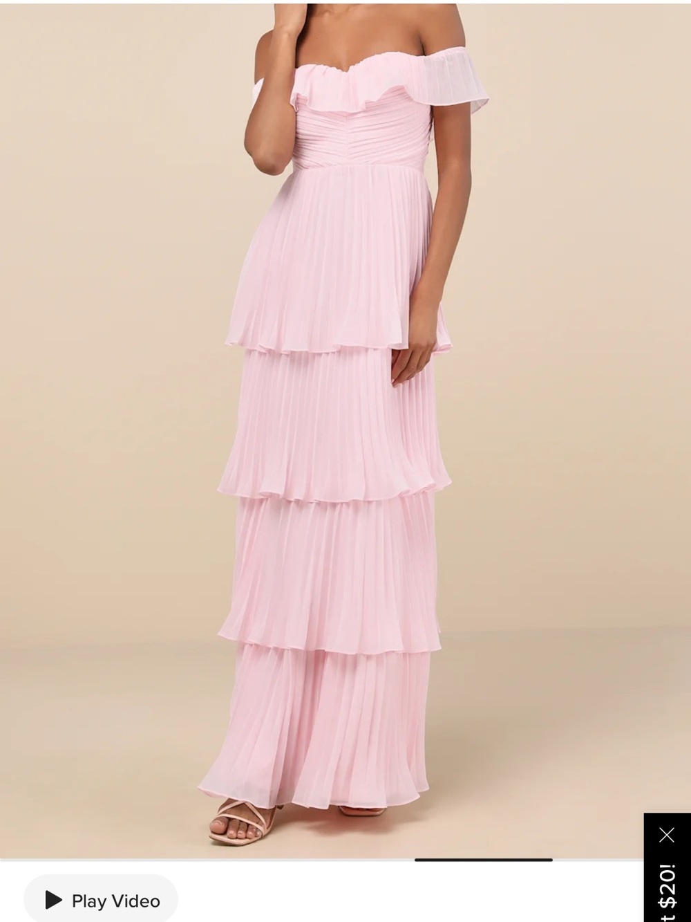 Lulu's Pale Pink Tiered Ruffle Maxi dress